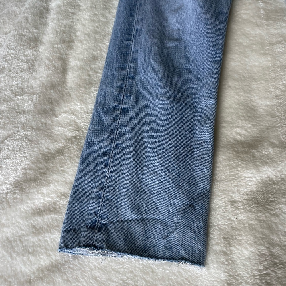 Agolde Riley Light Blue Straight Leg Raw Hem Jeans - Picture 5 of 13